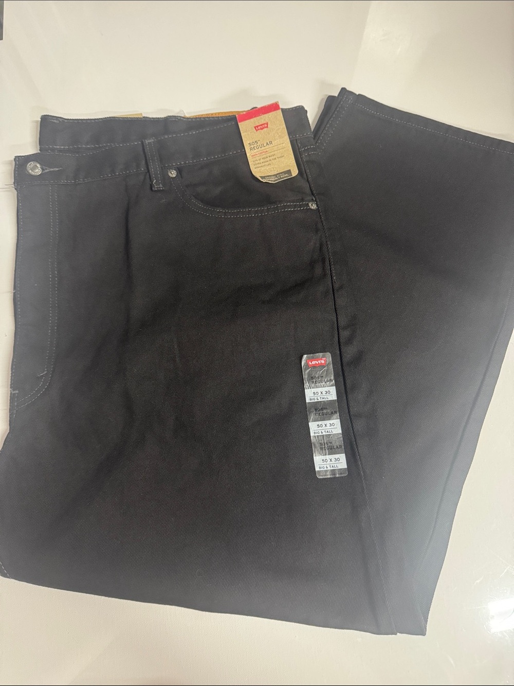 Levis Jeans Mens 50 30 Regular Fit Black 505